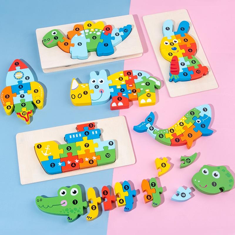 Baby Wooden Animal Puzzle Brightly Colored Educational Toy For Kids