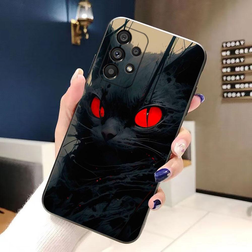 Black Cat Staring Eye Phone Case For Samsung Galaxy A72 A71 A55 A54 A53 A52 A42 A35 A34 A33 A32 A23 A22 A21S A20S A14 Case Funda