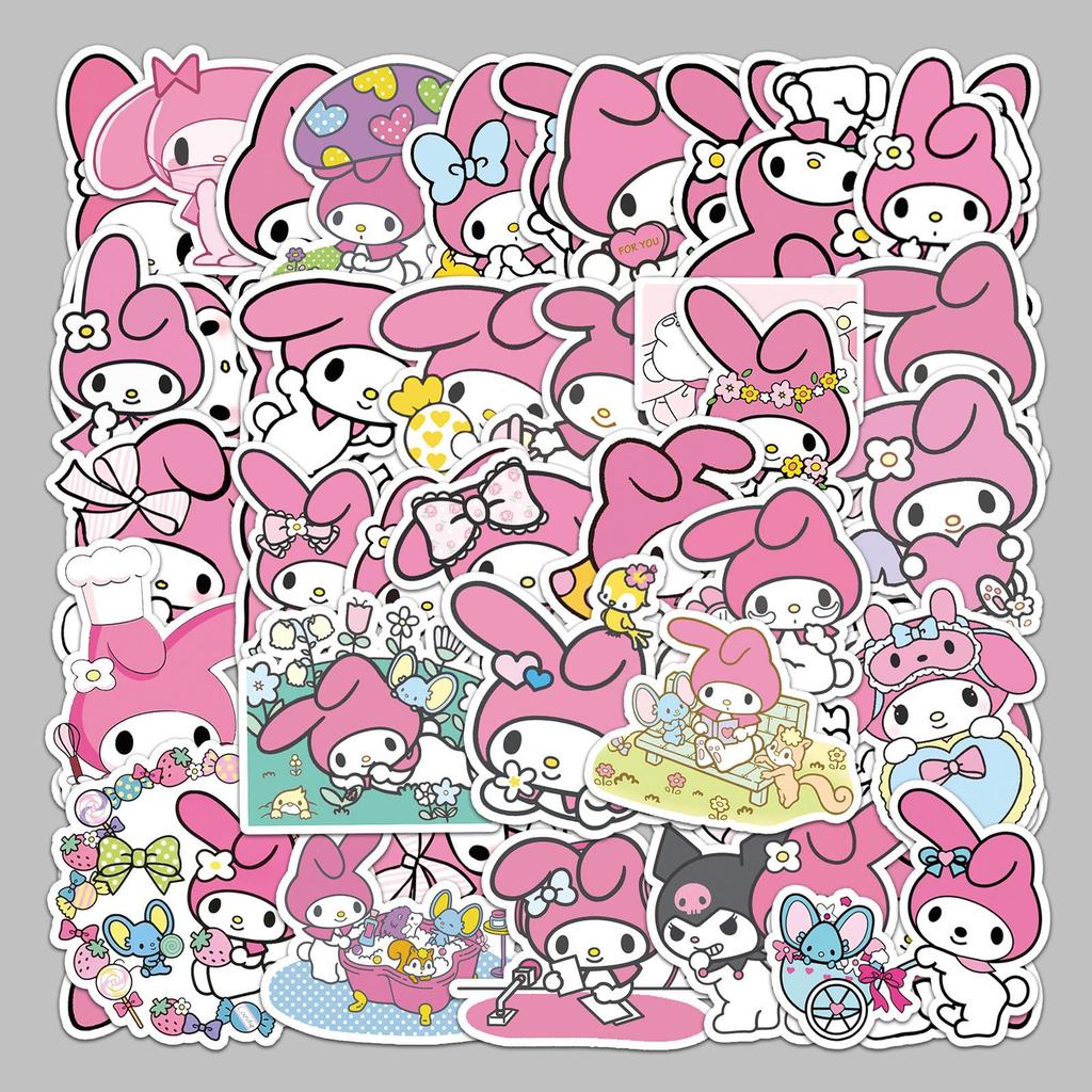 Cartoon Rabbit Melody Stickers: 50 Sheets for Notebooks, Journals, Suitcases, and Cars