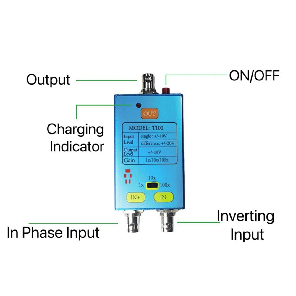 1x/10x/100x Oscilloscope 10M Bandwidth Differential Probe DDS Gain Split Probe Signal Amplifier for Electrical Signal Measuremen