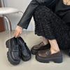 Loafers women's 2025 autumn new fashion versatile square head retro platform British style small leather shoes versatile single shoes