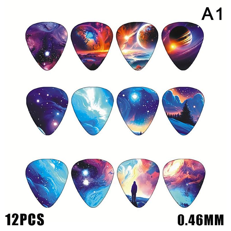 

12Pcs/Set Guitar Picks Premium Abs Material Dual-Sided Printing Shrapnel For Bass Ukulele Musical Instrument Accessories