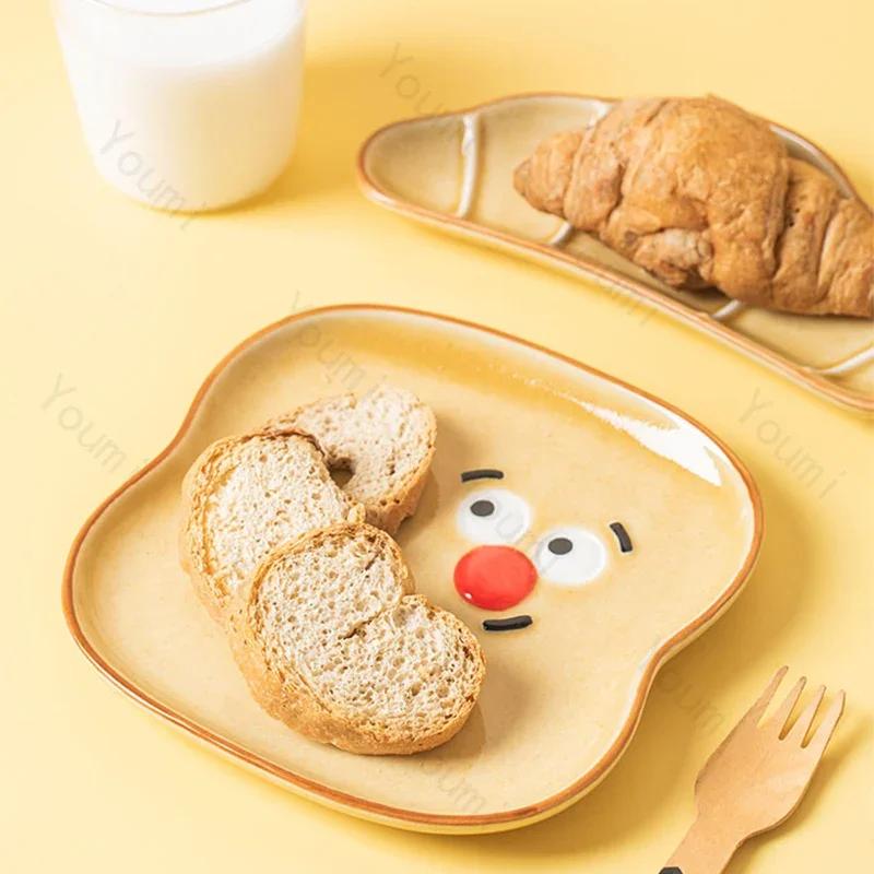 Creatieve Vierkante Keramische Borden Schattig Afternoon Tea Snack Dessertbord Thuis Ontbijt Fruit Sandwichbord Uniek Servies