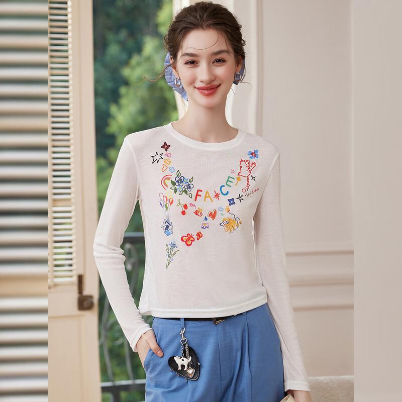 Women s Printed Round Neck Long Sleeve T-Shirt XL