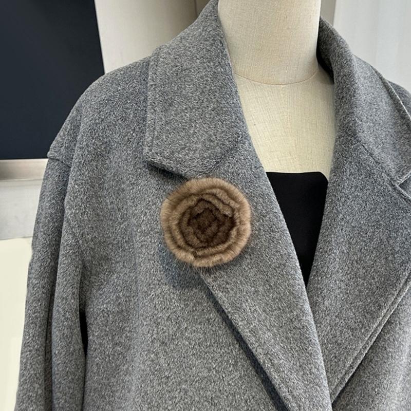 Flower Brooch Pin Imitation Mink Plush Brooch Soft and Comfortable Designs Accessory for Women Various Decoration