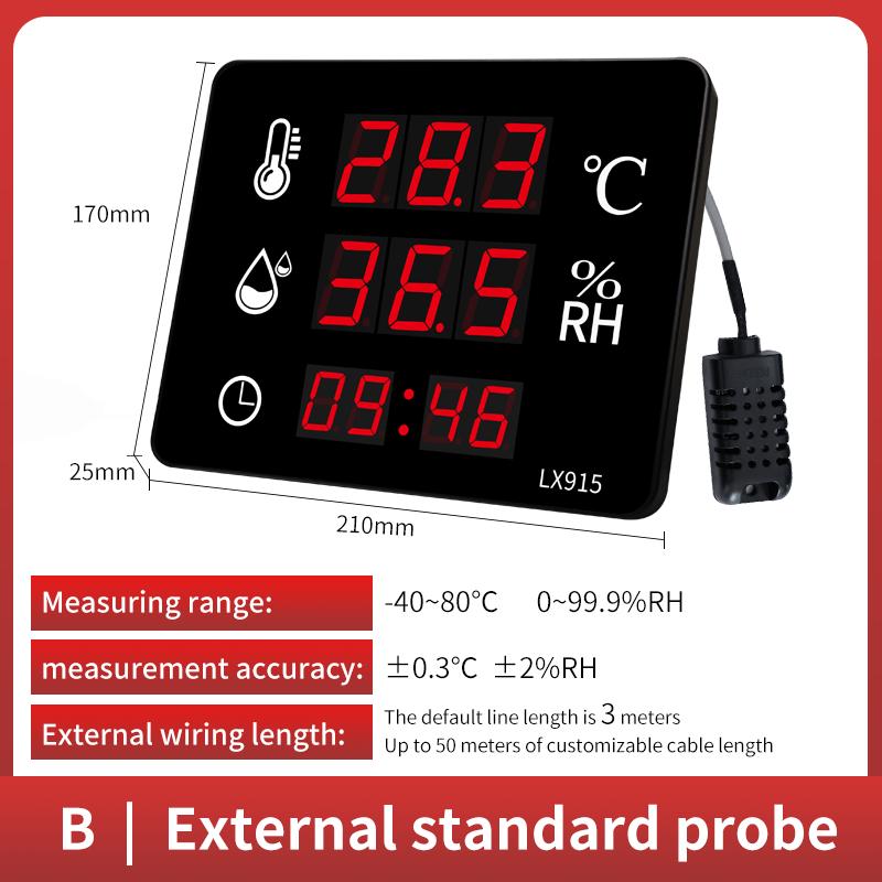 Digital Hygrometer Outdoor Indoor Sauna Thermometer WIth Alarm Digital Wall Clock Temperature Meter And Sensor