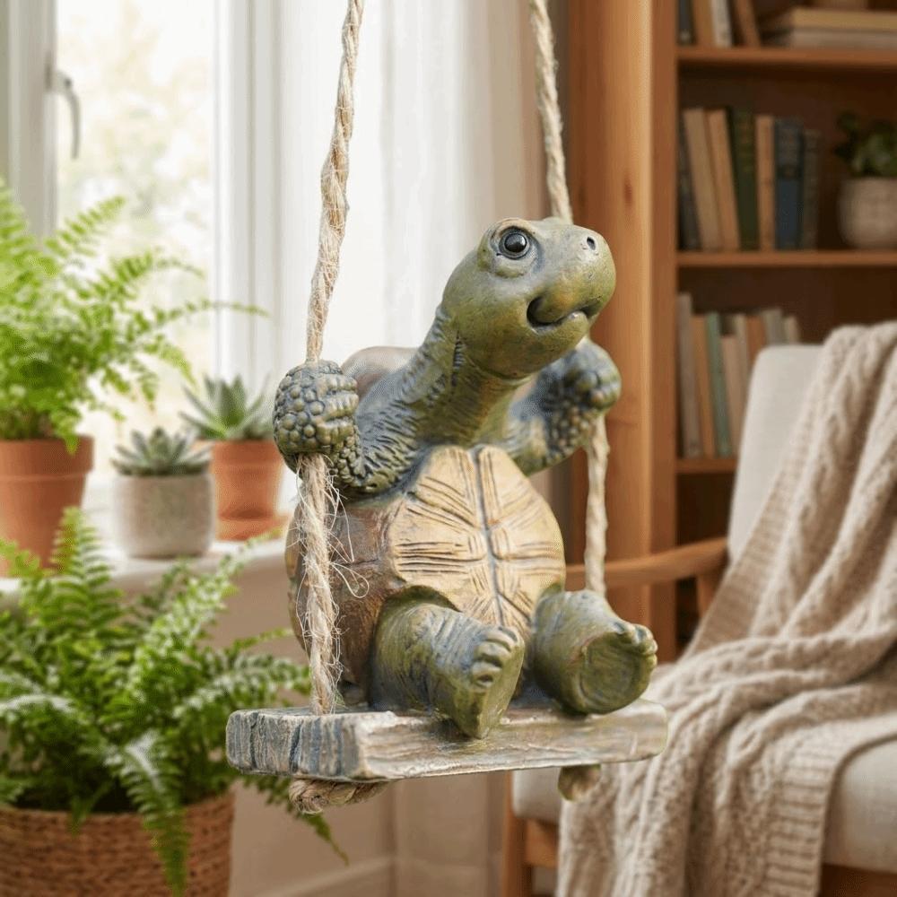 Resin Swing Turtles Statue Craft Funny Hanging Ornaments Creative Animal Figurines Sitting Turtles Sculptures Gift