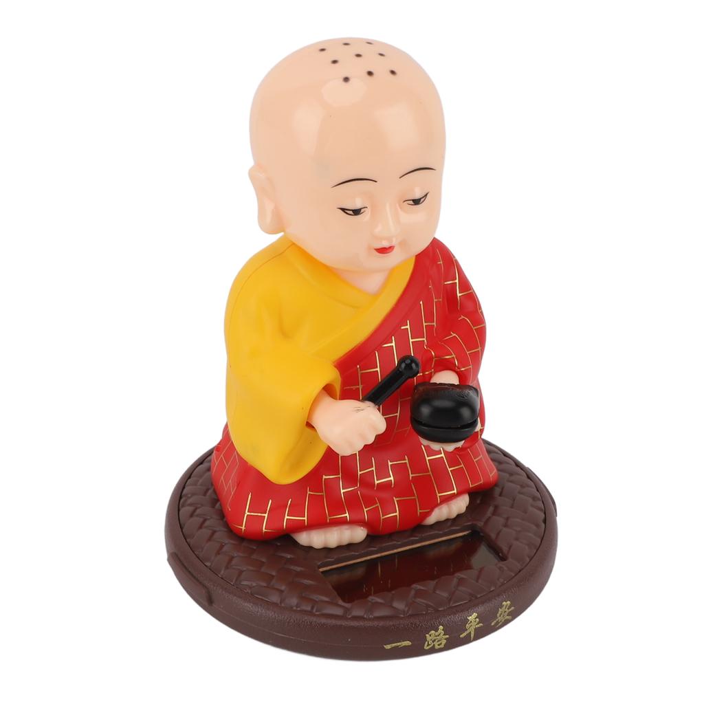 Solar Little Monk Figurine Automatic Head Shaking Decorative Funny Statue Ornament for   Car Dashboard Home