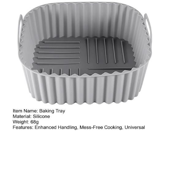 Square Air Fryer Liner Silicone Baking Mat 6.7 Inch Non-Stick Oven Safe Tray BPA-Free Air Fryer Basket for Even Cooking