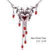 1 Set Niche Design Sense Red Dripping Diamonds Necklace Love Heart Earrings Halloween Christmas Fashion Retro Earrings