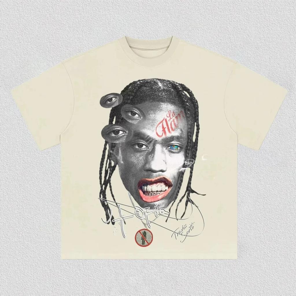 Travis Scott Y2K Graphic 100 Cotton Unisex 2026 Fashion Crew Neck Short Sleeve HipHop Tee Fan Gift Women And Unisex Tshirt