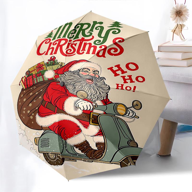 

1pc Merry Christmas! Santa s Favorite Auto-Folding Umbrella, Portable 3-Fold Design, 8-Bone Iron Frame, Outdoor, Festive Gift for Fans & Travelers.X07