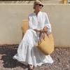 Women's Beach Vacation Lace Long Dress with Open Back Design