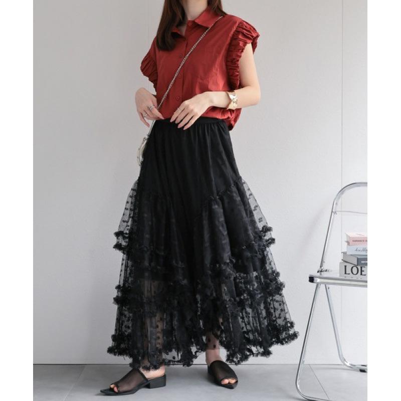 Женская юбка-полусолнце из кружева на весну и лето, свободная и подходящая юбка-полусолнце One Size чёрный