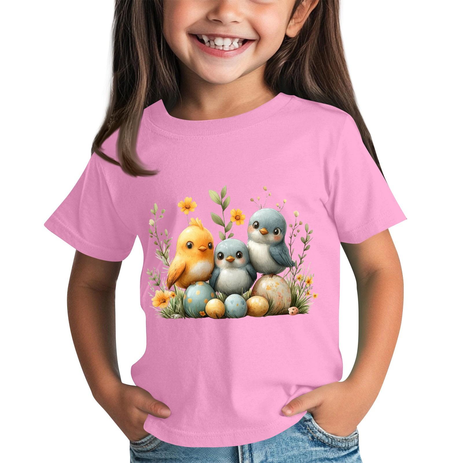 

Детская футболка с коротким рукавом и принтом животных, повседневный топ 140 розовый