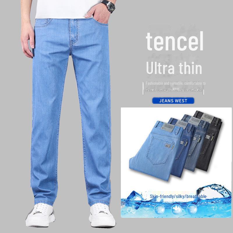 Men's Ultra-Thin Ice Silk Tencel Straight-Leg Jeans