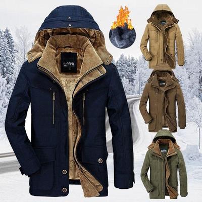 Plus Size Winter Jacket Men Warm Thick Fleece Parkas Windbreaker Military Hooded Fur Collar Overcoat Men Clothing