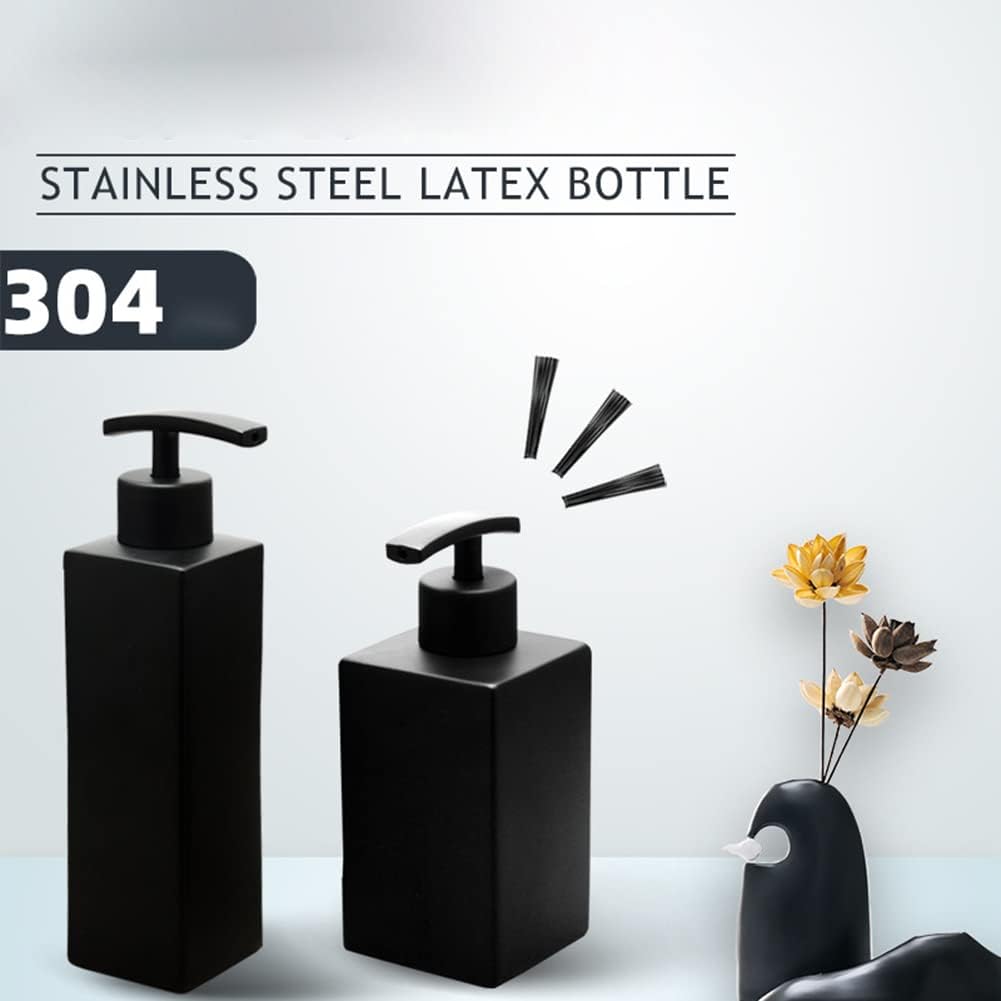 1Pc Matte Black Soap Dispenser, Stainless Steel Bathroom Hand Soap Pump Dispenser Refillable Countertop Lotion Bottle for Kitchen and Bathroom