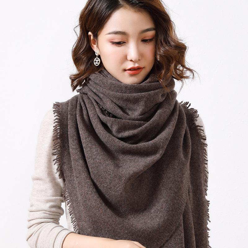 

Модный женский шарф из чистой шерсти, вязаная клетчатая шаль, трендовый универсальный теплый удлиненный шарф для осени и зимы Above 175cm темно-серого