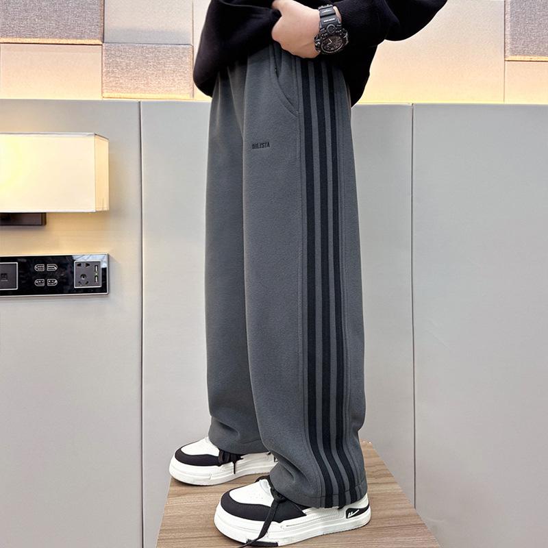 

Детские модные американские спортивные штаны с тремя полосками, свободного кроя, в стиле кэжуал, для мальчиков - Весна и Осень 140 cm темно-серого