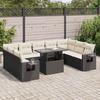 VidaXL Garden Lounge Set 10 Pcs with Cushions Black Wicker 3326537