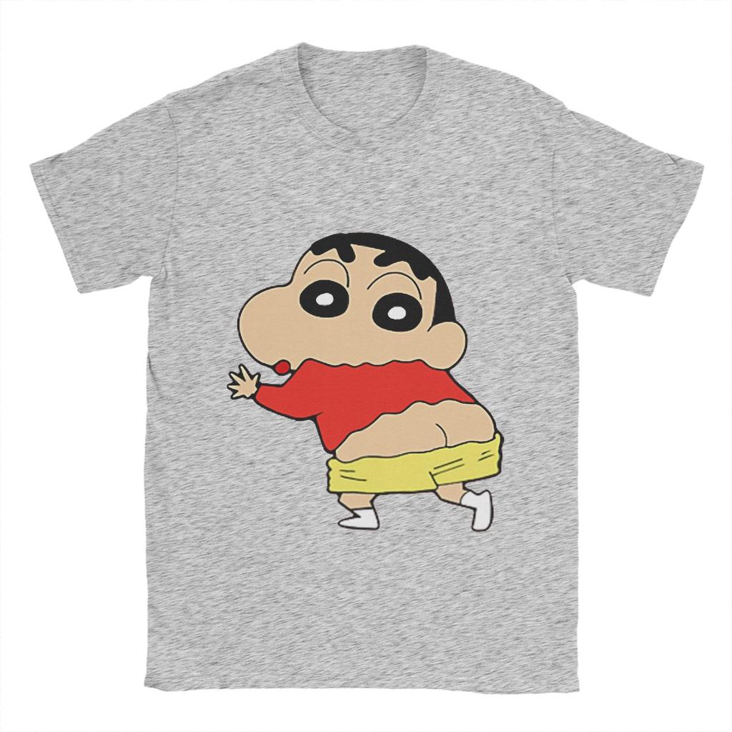 Crayon Shin-chan  T-Shirt Summer  100 Cotton T Shirts For Men Leisure Casual Tshirt Short Sleeve Aesthetic Clothes