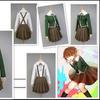 Danganronpa Chihiro Fujisaki Cosplay Kostým JK Uniforma Oblek Dlouhý Rukáv Hnědá Skládaná Sukně Set Dámský Halloweenský Kostým Outfit