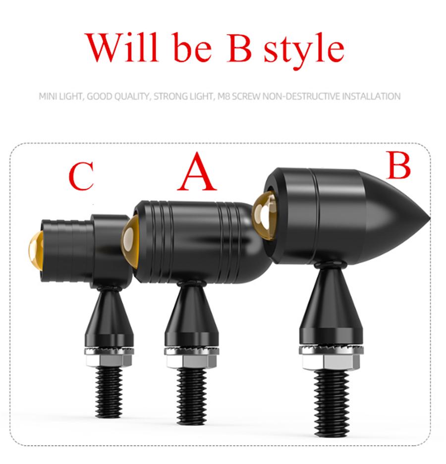 Pair Motocycle Mini Led Classical Turn Signal Light Indicators 12V Cnc 8Mm Amber