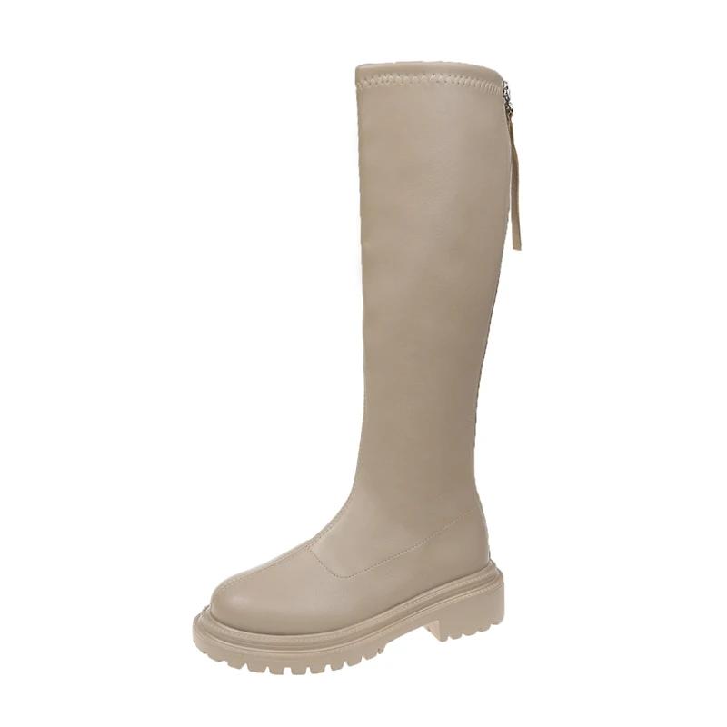Autumn Winter Women Flats Heel Women Long Boots High Quality Soft Leather Ladies Knight Boots Casual Knee High Boots