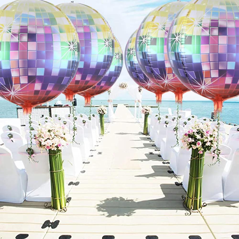 4 ks velké disco balónky Dekorace na disco party 70. léta 4D velké 22palcové balónky z kovové fólie pro dekorace a potřeby na narozeninovou párty