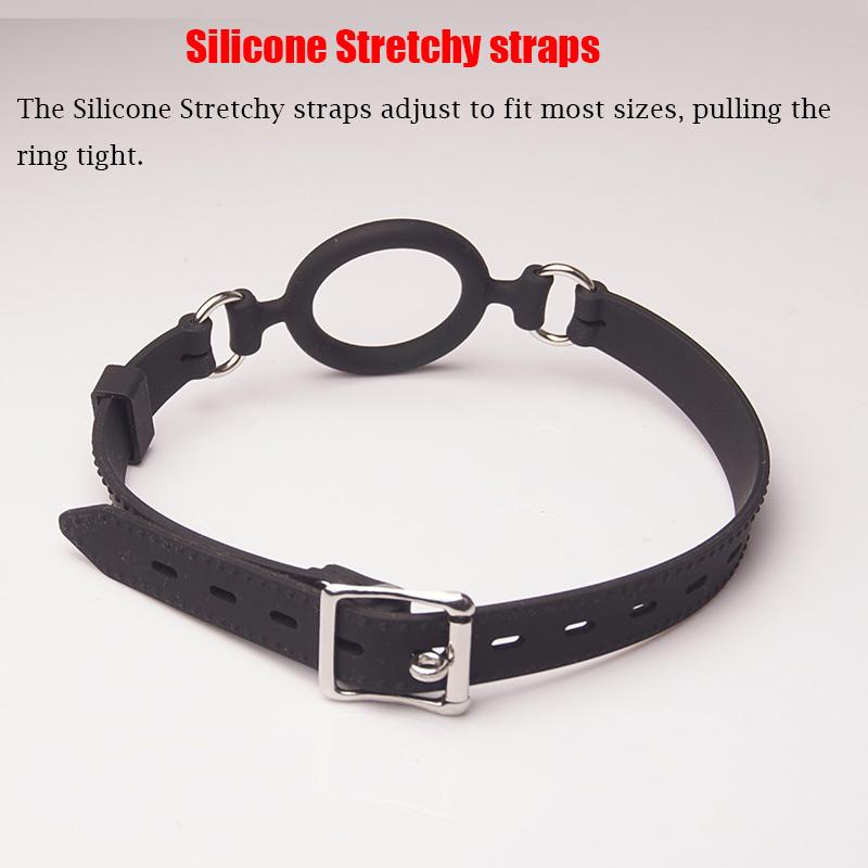 BDSM Open-mouth Gag O-ring, 100% Medical Silicone Full Head Harness, SM Couples Sex Toy, Bondage Gear Sex Products