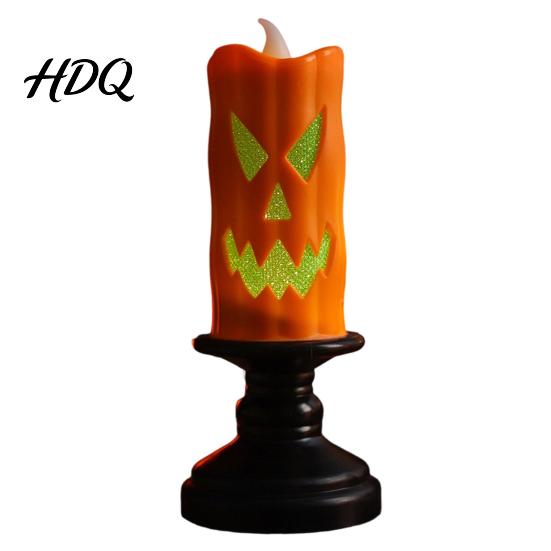 Horror Theme Room Accessories Halloween Flameless LED Candle Spooky Skull Pumpkin Fake Pillar Candles Battery Creative Gift for Lovers Operated