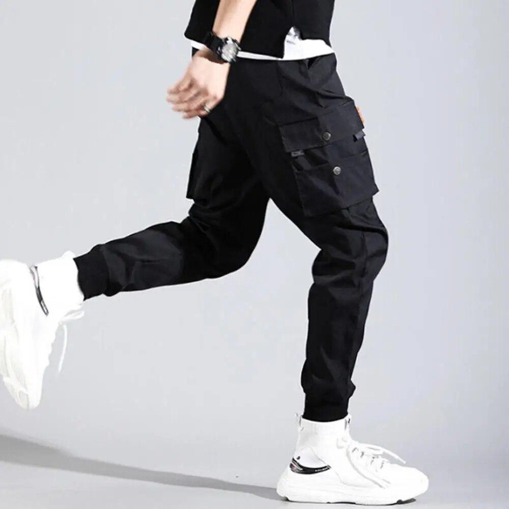 Erkek Hip Hop Jogger Pantolon Moda Eşofman Tulum Günlük Erkek Kargo Pantolon Çok Cepli İpli Dış Giyim Erkek Eşofman