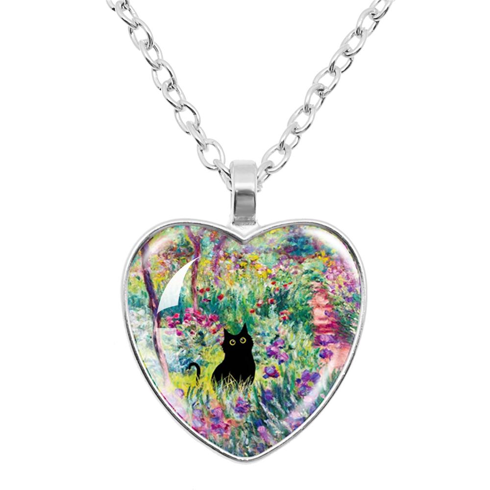 Gepersonaliseerde Kitten Kat Hart Hanger Ketting Dier Vorm Kunst Foto Glas Cabochon Sieraden Kinderen En Vrouwen