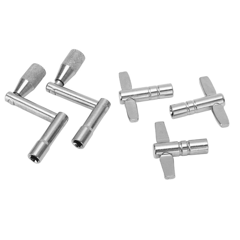 5PCS Metal Drum Wrench Set Silver Drum Key Pack Premium Drum Tuning Key  For Drummers