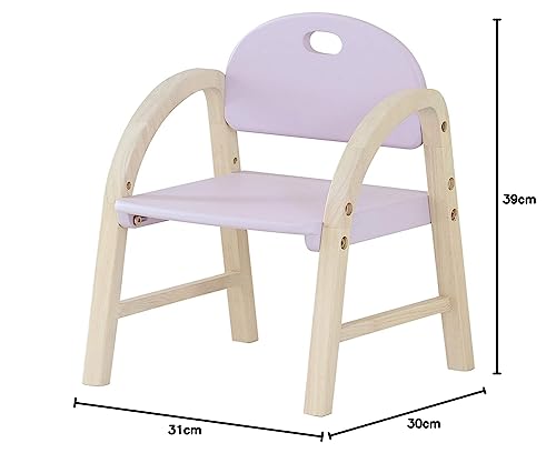 Market Chair for Children with Armrests, Amy Series, 31cm (W) x 30cm (D) x 39cm (H) (Seat Height 20cm, 23.5cm), Lavender Pink, Made of Natural Wood, I