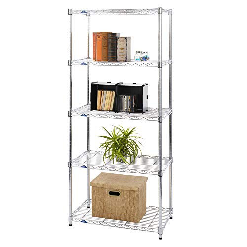 Doshisha Luminous Slim Steel Rack, 75cm Wide, 5 Shelves, with Rust-Resistant Casters, Heavy-Duty Storage Shelf, 135kg Load Capacity (Per Shelf), Wide