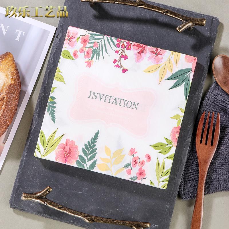 20Pcs Invitation Printed Paper Napkins, Disposable Napkins for Baby Shower Birthday Wedding Party, Table Decor Tissue Supplies