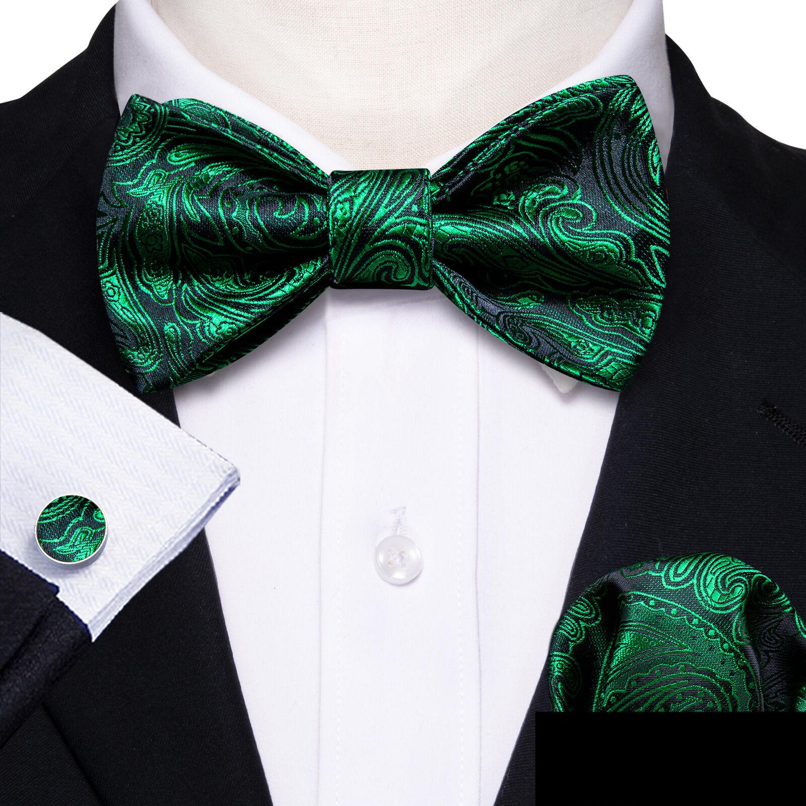 

Barry.Wang Mens Self Bow tie Hanky ​​Cufflinks Чорно-жовтий набір метеликів кольору слонової кістки LH-1100