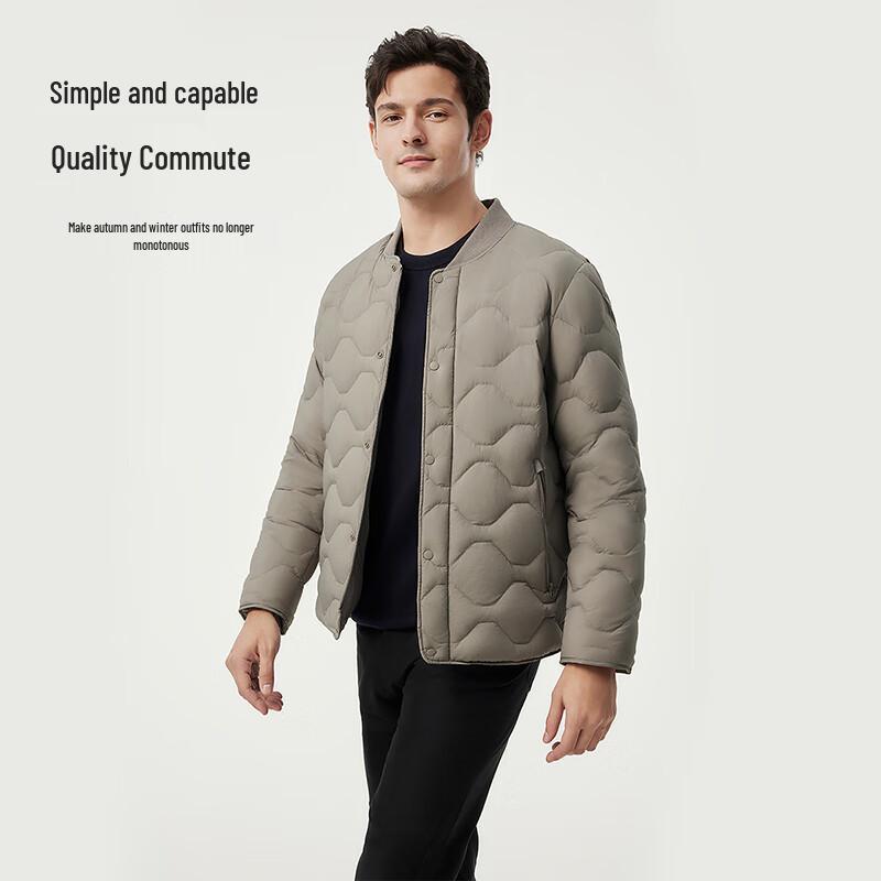 Tanboer Men's Lightweight Collarless Down Jacket
