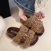 Korean version of thick-soled fluffy slippers for women to wear 2025 autumn and winter new Korean version of comfortable slippers one-word cotton tow