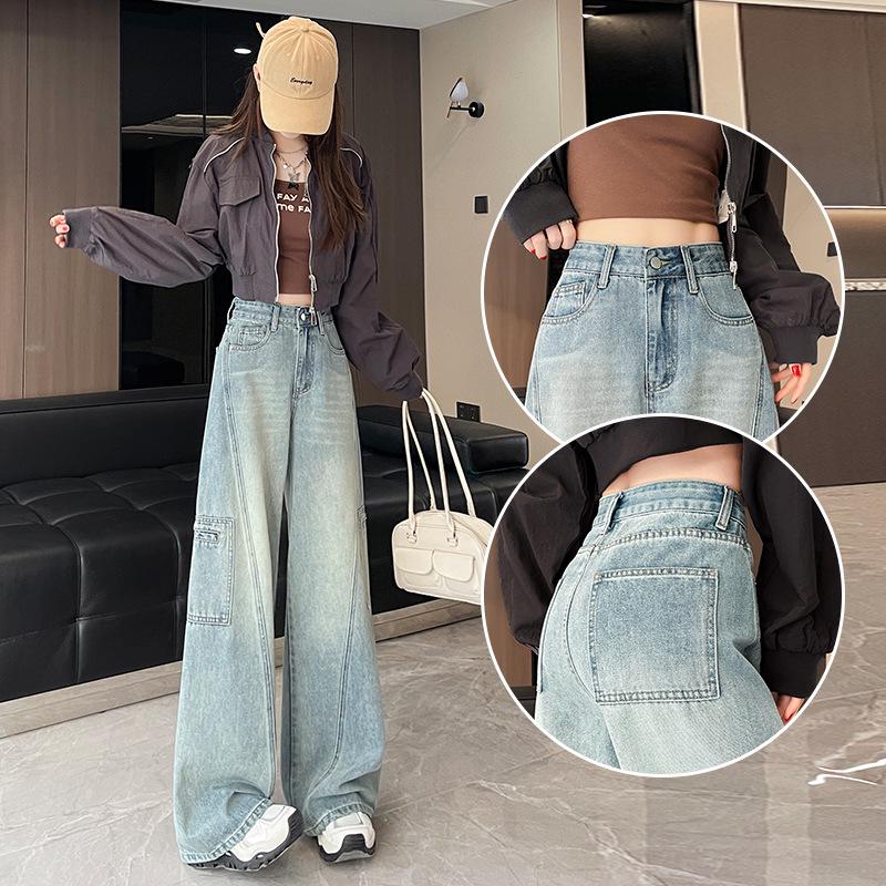 

Женские джинсы 2025 года в стиле ретро с высокой посадкой, пэчворком и широкими штанинами M