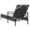 Black Sun Lounger with Cushion 63x200x81 cm Poly Rattan