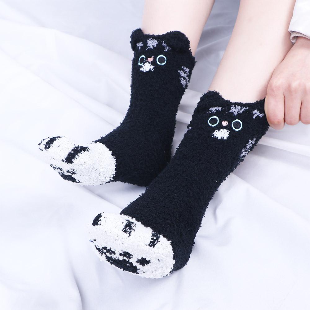 Women Fashion Plush Winter Soft Cat Paw Sleeping Socks Floor Socks Coral velvet socks