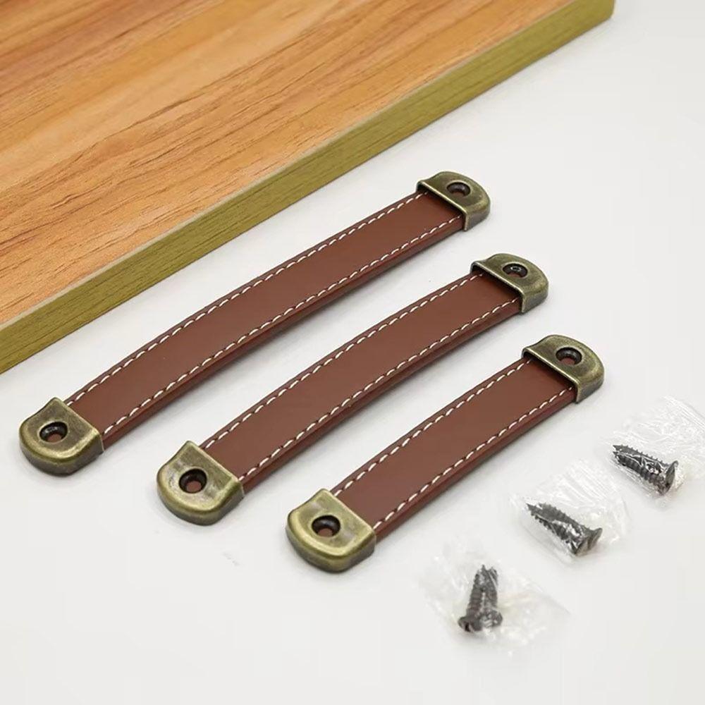 Durable Leather Furniture Handles Universal with Screws Kitchen Cabinet Handles Hardware Door Handles