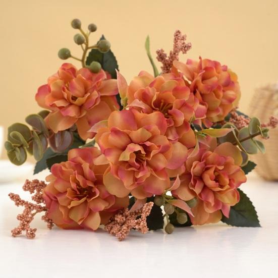 Artificial Flower Non-Fading No Watering Full of Vitality Decorate 5 Branches Exuberant