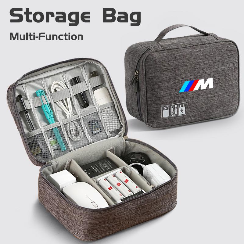 Car Sticker Car Travel Cable Storage Bag USB Data Cable Charger Plug Storage Cable Bag Fit For BMW M M3 M5 X1 X2 X3 X5 X4 X7 G12