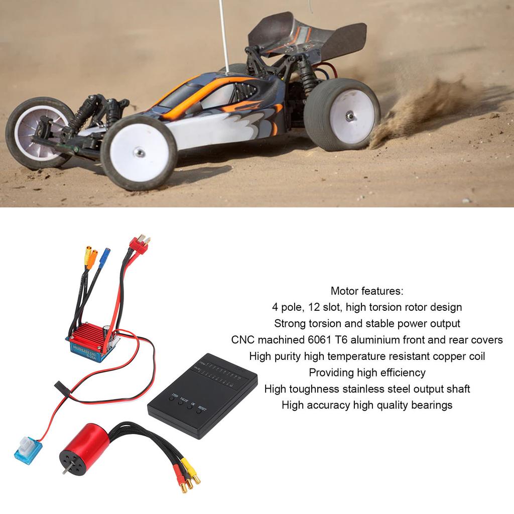 Brushless Motor ESC Kit S2435 4800KV Brushless Motor 25A Brushless ESC for 1/16 1/18 RC Car