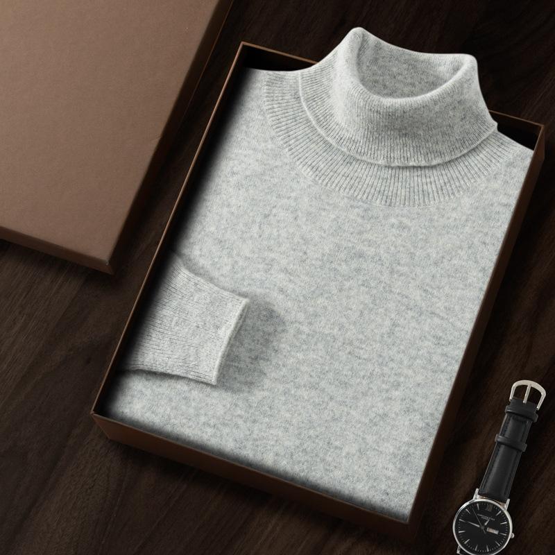 New cashmere sweater men's semi-turtleneck pure cashmere sweater men's loose bottoming cashmere knitted sweater