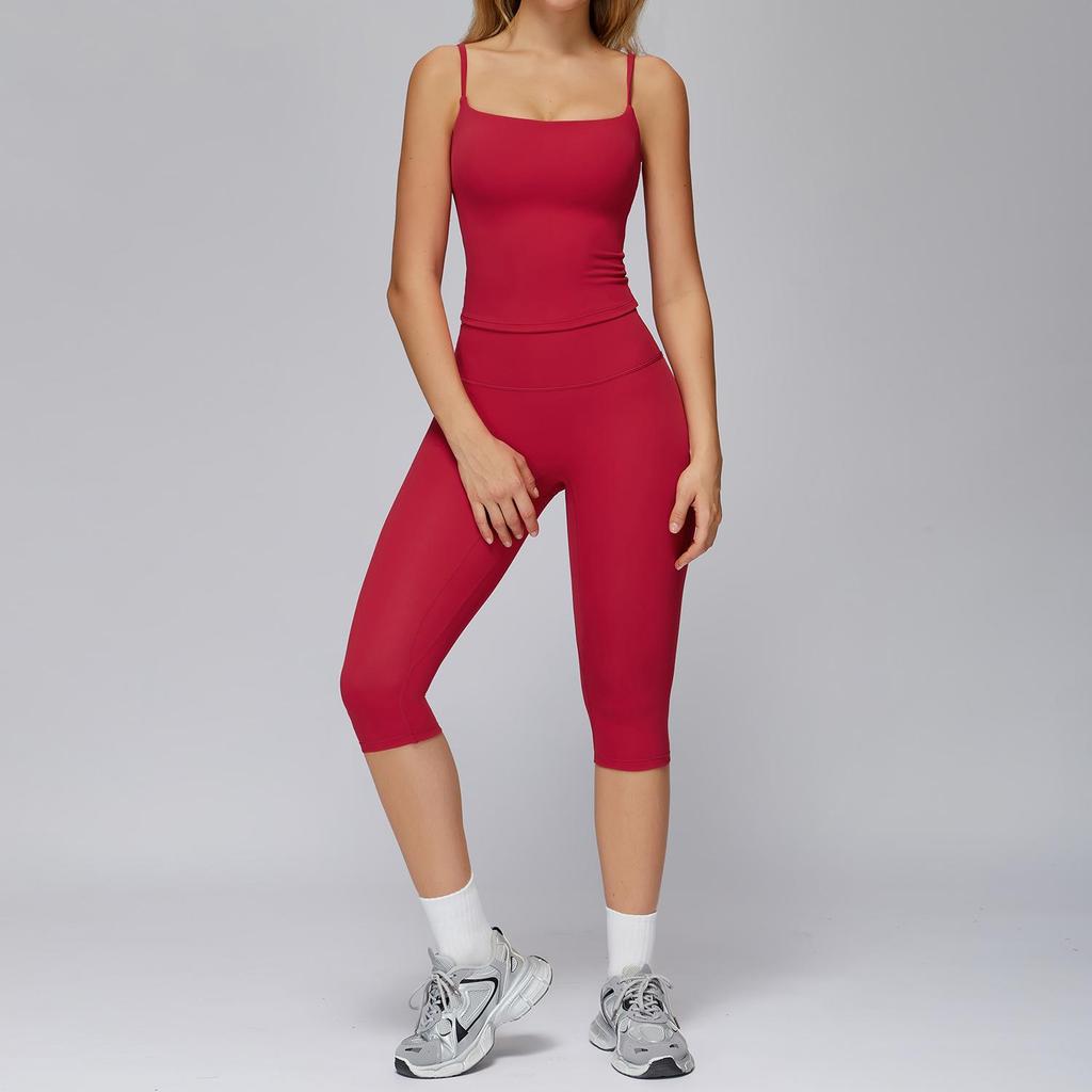 European-American Yoga Set: Brushed Wide-Leg Sportswear for Running & Fitness